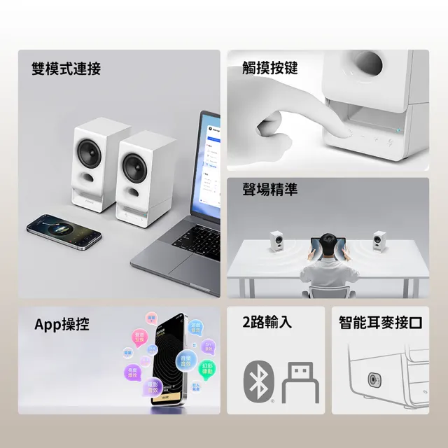 【EDIFIER】R20BT 2.0 電腦藍牙喇叭(音箱/電腦音箱/桌上型/RGB燈)