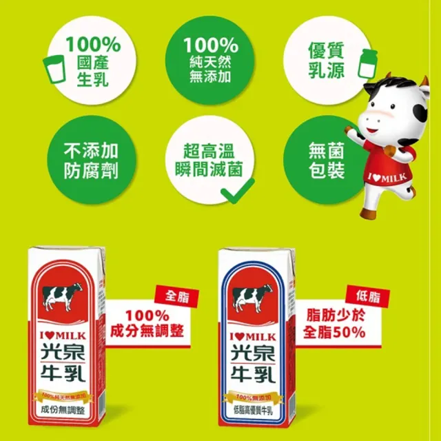 【光泉】全脂保久乳200mlx2箱(共48入;牛乳/牛奶) 