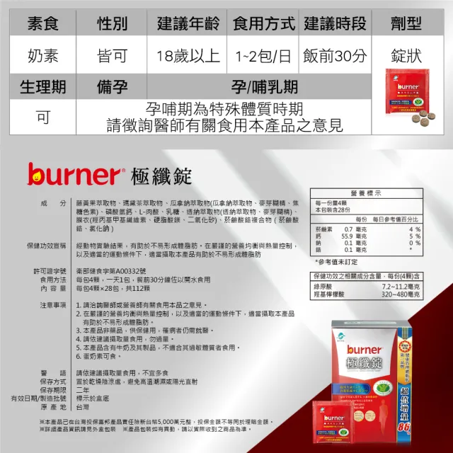 【funcare 船井生醫】倍熱 極纖錠獨家增量版4盒(448顆)+夜孅2袋(40顆)(林心如愛用推薦)