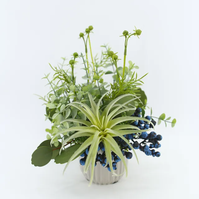 【HUGO DECO 榆果傢飾】空氣鳳梨藍莓果香氛植栽(擬真植栽/香氛/多肉植物/送禮)