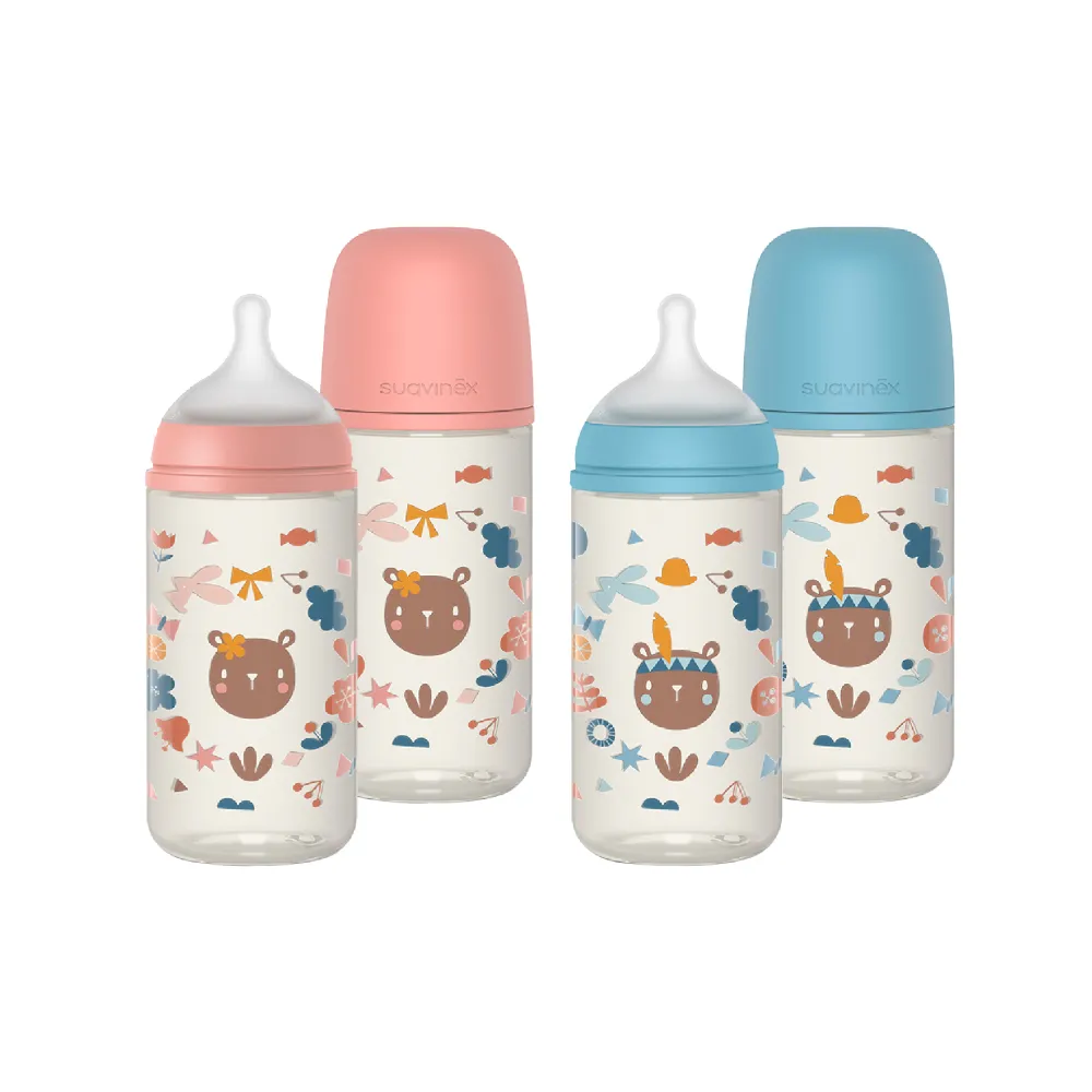 【suavinex】蘇維妮 新生兒適用玻璃寬口奶瓶_240ML(新防脹氣閥 智能平衡瓶內外氣壓)