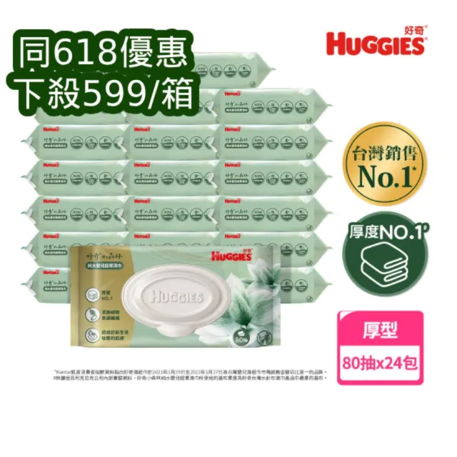 【HUGGIES 好奇】小森林新生兒超厚濕巾 80抽X12包 (純水嬰兒濕紙巾/含蓋濕紙巾)