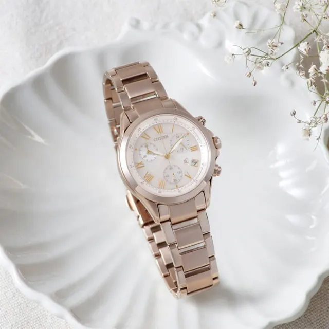 【CITIZEN 星辰】XC 光動能計時女錶-玫瑰金/32.5mm 錶 生日禮 送禮(FB1405-58A)