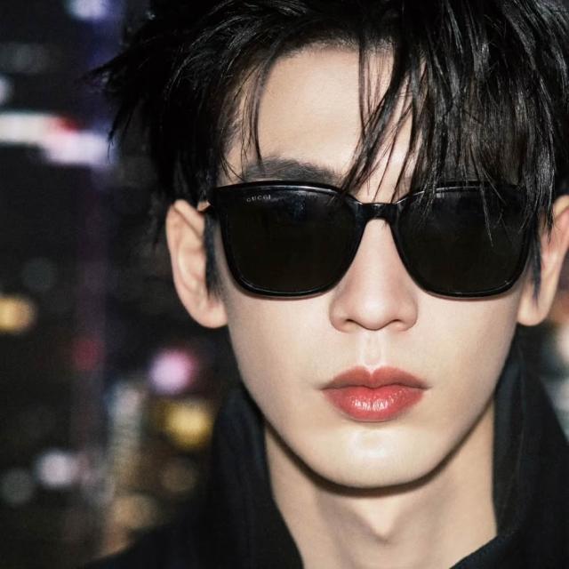 【GUCCI 古馳】張凌赫同款 方形膠框太陽眼鏡(GG2080SK-001)