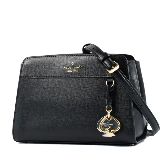 【KATE SPADE】Madison 十字紋防刮手提/斜背二用包-黑色/小