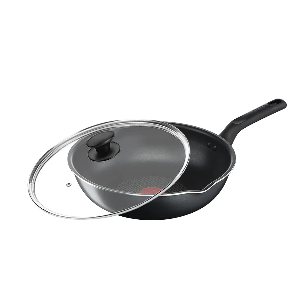 【Tefal 特福】璀璨系列28CM多用不沾鍋深平鍋/炒鍋型+玻璃蓋