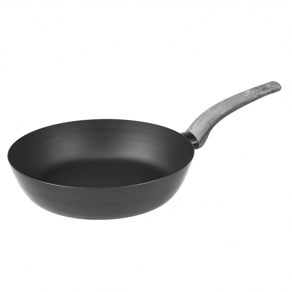 【CorelleBrands 康寧餐具】WORLD KITCHEN 平煎拿鐵鍋24cm-黑色(台灣製造)