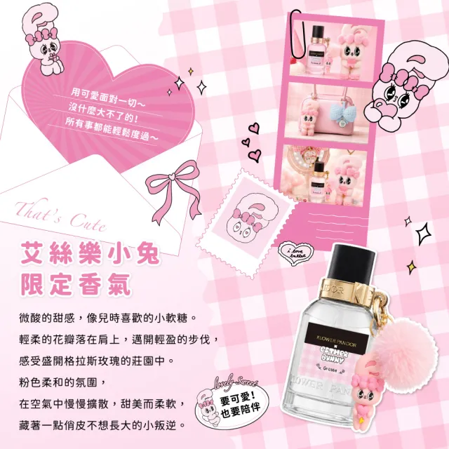【KLOWER PANDOR】KP記憶香氛 x 艾絲樂小兔 聯名玫瑰記憶香水50ml+香卡