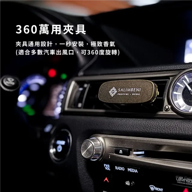 【SALIMBENI 薩林貝尼】義大利360°車用香氛夾禮盒組+補充包|父親節禮盒、汽車擴香、車用芳香