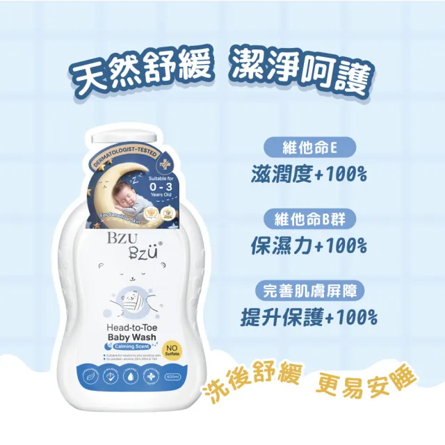 【BZU BZU】嬰兒洗髮沐浴露 600ml*3入(舒緩香/燕麥牛奶/棉花籽香草 任選)