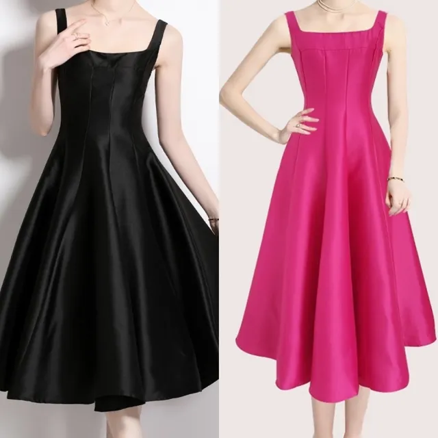 【米蘭精品】現貨+預購 連身裙法式名媛洋裝長裙小禮服宴會女裝-赫本風吊帶垂感女裙子8色t1og1