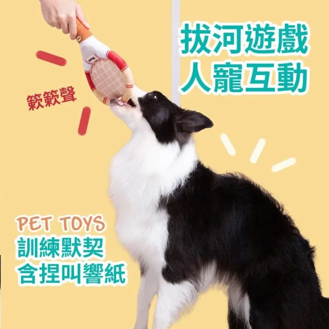 【POOZPET】互動網球拍*2入組（黑·紫·紅）(寵物玩具、狗玩具、貓玩具)
