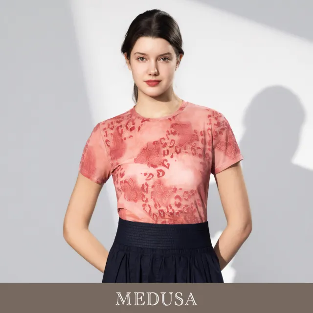 【MEDUSA 曼度莎】現貨-流光豹紋暈染短袖網布Tee - 2色（M-XL）｜短版上衣 網布T恤 休閒上衣