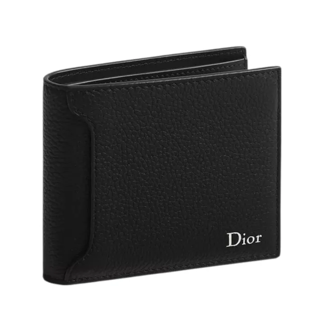 【Dior 迪奧】Archie 粒面小牛皮 對折 卡夾 皮夾 短夾 黑色 2LLBH095MAR_H00N