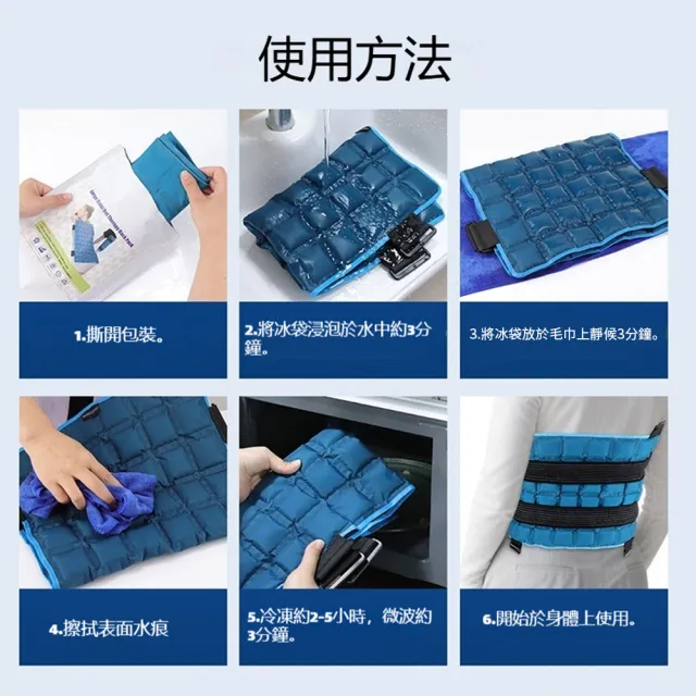 【ANTIAN】多功能運動冷熱敷護背冰袋  冰敷護腰綁帶  肩膀腰部熱敷帶  冰敷護肘帶  腿部冰袋  降溫袋