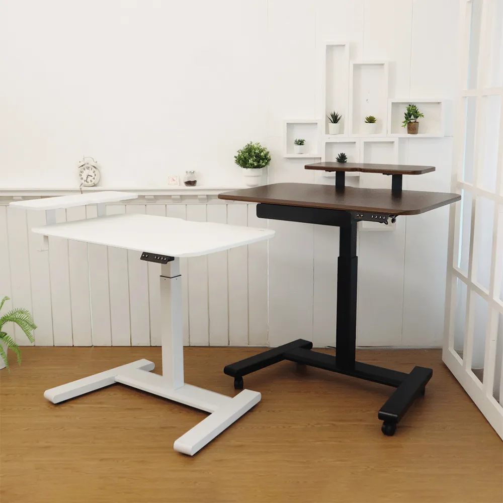 【aka】多功能雙層電動升降桌 96x60cm(坐站兩用/辦公桌/電腦桌/雙層桌面/書桌/兩層桌)