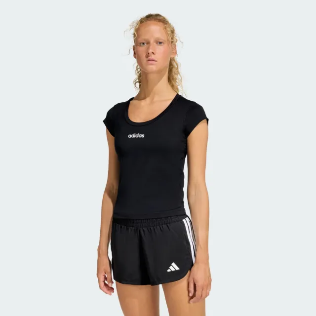 【adidas 愛迪達】短袖上衣 女 Q1 HYG BABY TEE 黑 KC7676