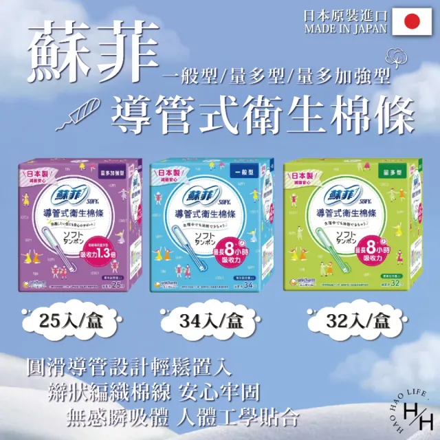 【Sofy 蘇菲】2盒組-導管式衛生棉條(多種尺寸可選)