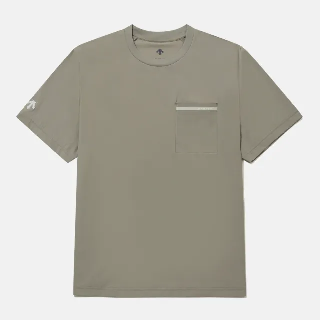 【DESCENTE】短袖上衣 男 快排 MEN AIR-STRETCH POCKET SHORT SLEEVE T-SHIRTS 卡其 SR221DTS41-KHAK