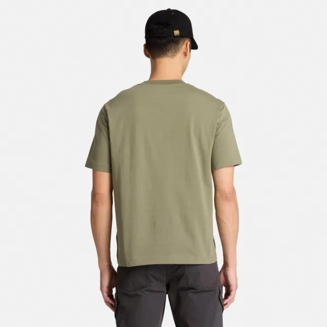 【Timberland】男款深綠色松樹圖案短袖T恤(A2D1Z991)