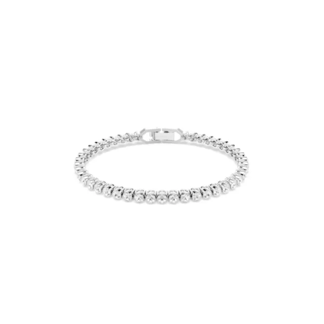 【SWAROVSKI 施華洛世奇】官方直營 Imber Emily Tennis 手鏈 圓形切割 白色 鍍白金色 | 1808960