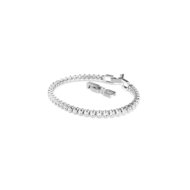 【SWAROVSKI 施華洛世奇】官方直營 Imber Emily Tennis 手鏈 圓形切割 白色 鍍白金色 | 1808960