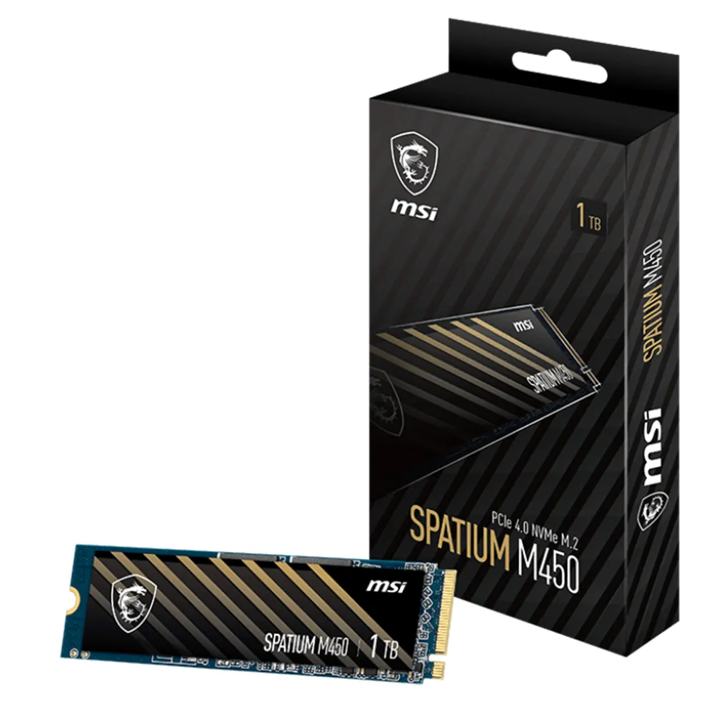 【MSI 微星】SPATIUM M450 1TB V1 Gen4 M.2 2280 PCIe SSD固態硬碟(讀3400MB/寫2400MB)