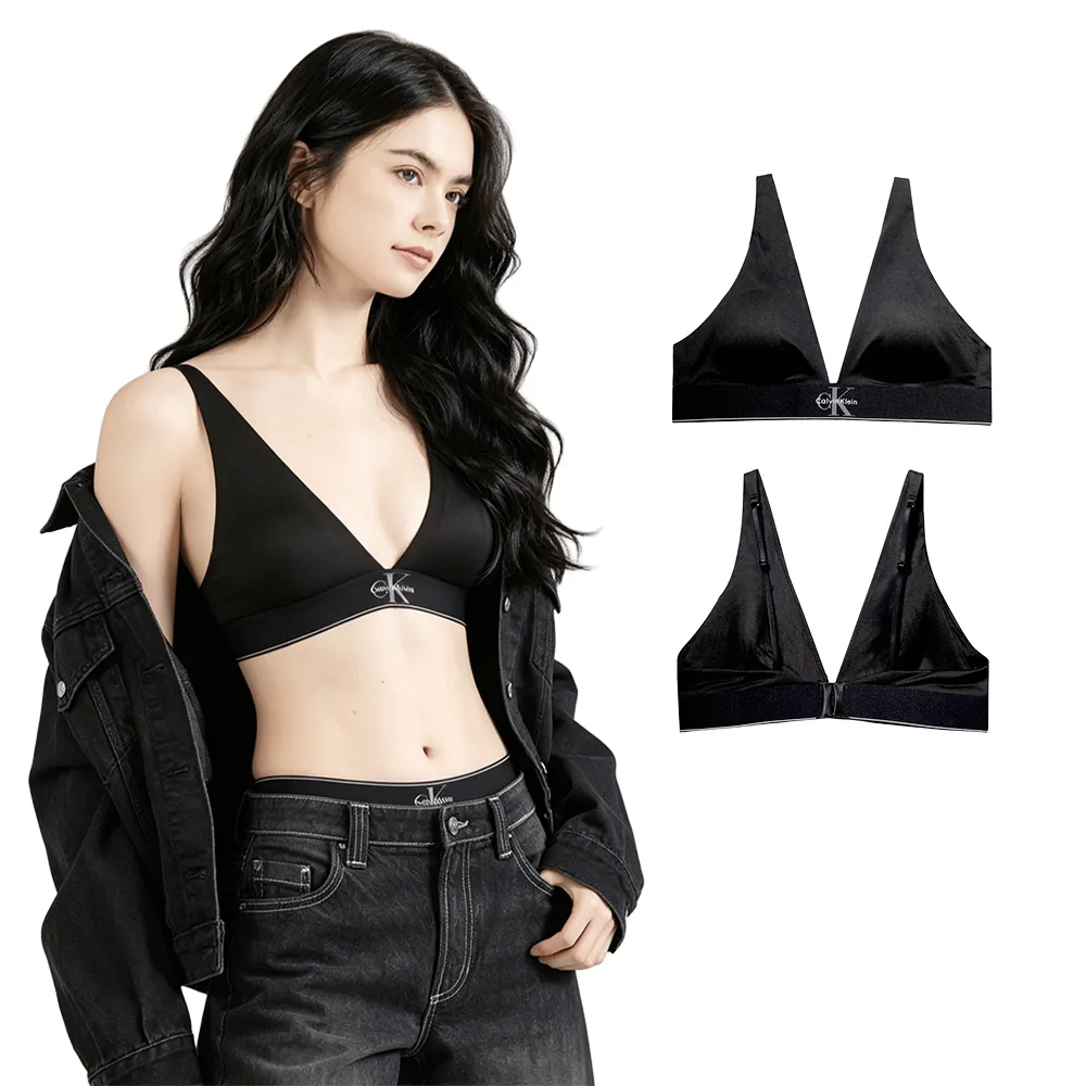 【CALVIN KLEIN】CK 女內衣 深V 三角杯 無鋼圈內衣 速乾吸濕 高彈力 超細纖維