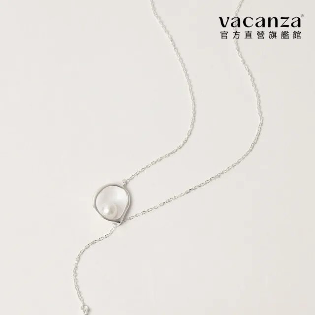 【vacanza】925純銀飾品｜圓圈淡水珍珠 純銀項鍊 Y字鍊 (抗過敏 七夕禮物 生日禮物)