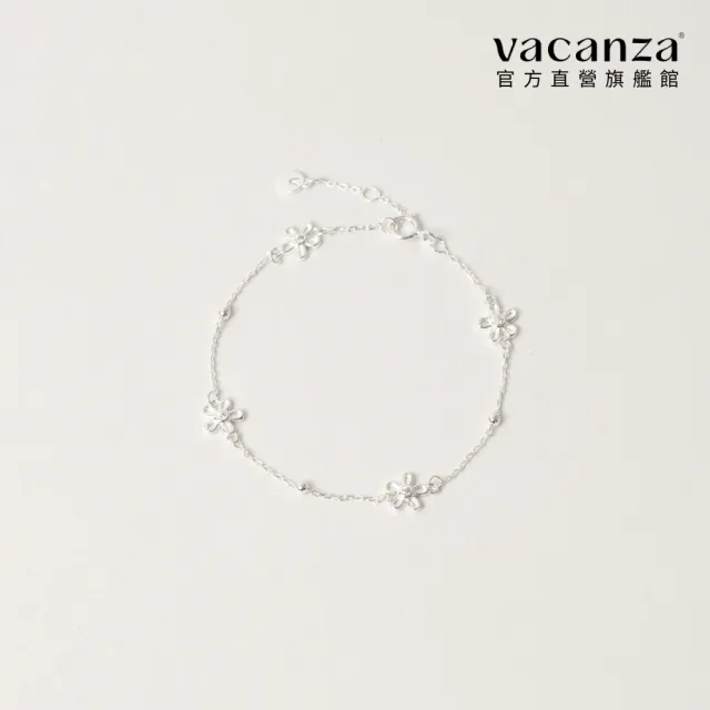 【vacanza】925純銀飾品|小花圓珠 純銀手鍊 (抗過敏 七夕禮物 生日禮物)