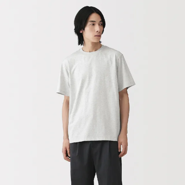 【MUJI 無印良品】男天竺圓領短袖T恤(白色/灰色/黑色/暗藍/粉米/淺綠/煙燻藍/深藍/卡其綠/煙燻棕)