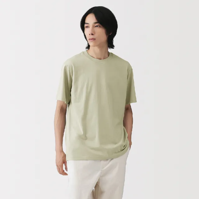 【MUJI 無印良品】男天竺圓領短袖T恤(白色/灰色/黑色/暗藍/粉米/淺綠/煙燻藍/深藍/卡其綠/煙燻棕)