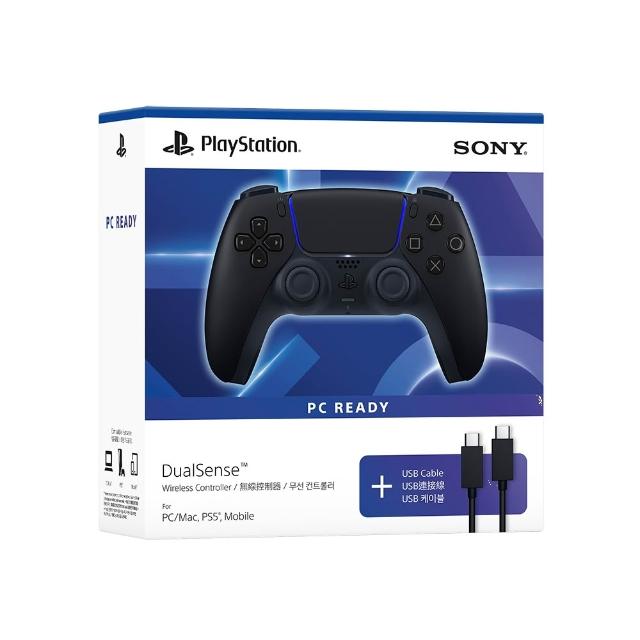 【SONY 索尼】PS5 DualSense 無線控制器 - 午夜黑 + USB Cable for PC