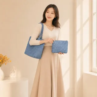 【EMMA SUE】雙11 子母包 皮革包 托特包 肩背包 通勤包 軟皮 大容量 編織 女生包包 包包 編織包 