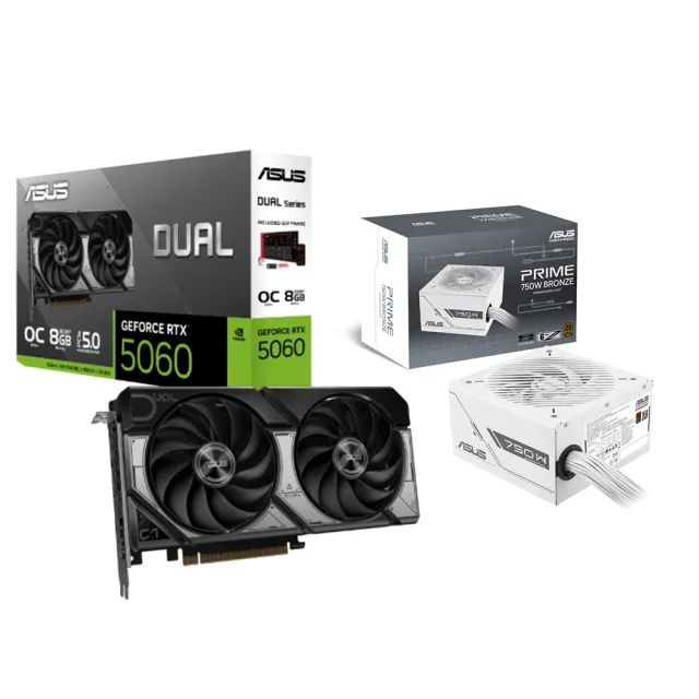 華碩】顯卡+電源組☆Dual GeForce RTX 5060 8GB GDDR7 OC 版顯示卡+TUF
