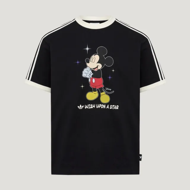 【adidas 愛迪達】短袖上衣 男 三葉草 亞規 MICKEY WISH TEE 黑白 KT7774
