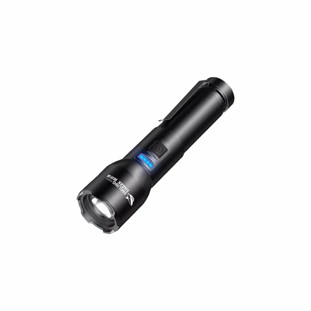 【微笑鯊】SD5271 M80 輕量強光變焦手電筒(充電手電筒 伸縮手電筒 防水 地震 露營 登山 釣魚 戶外照明)