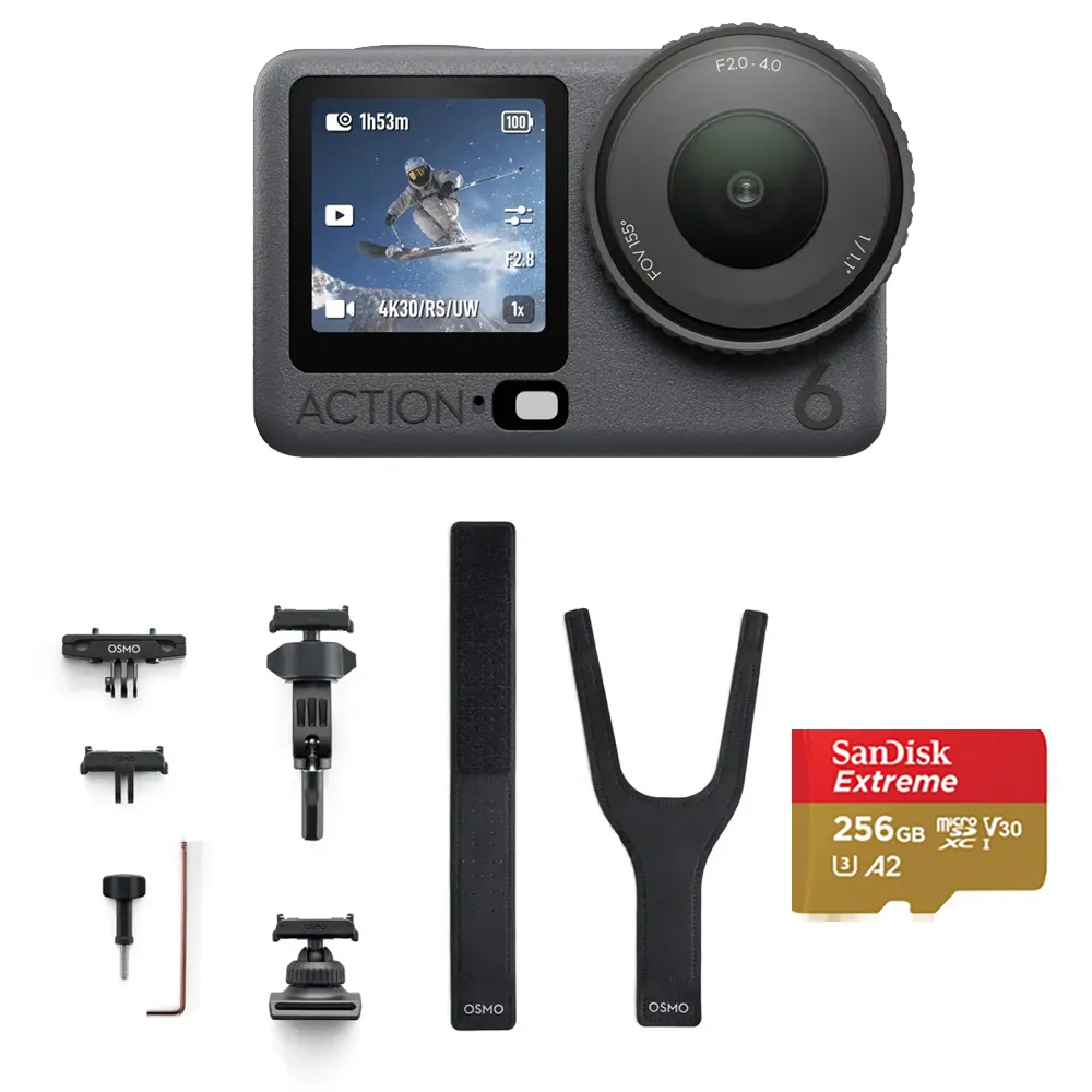 【DJI】OSMO ACTION 6公路車騎行套裝+SanDisk 256G 運動相機/迷你相機｜旗艦畫質超級夜拍(聯強國際貨)