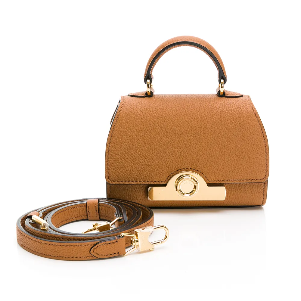 【(絕版包)MOYNAT】經典Rejane Nano 迷你手提包肩背包(棕/金)