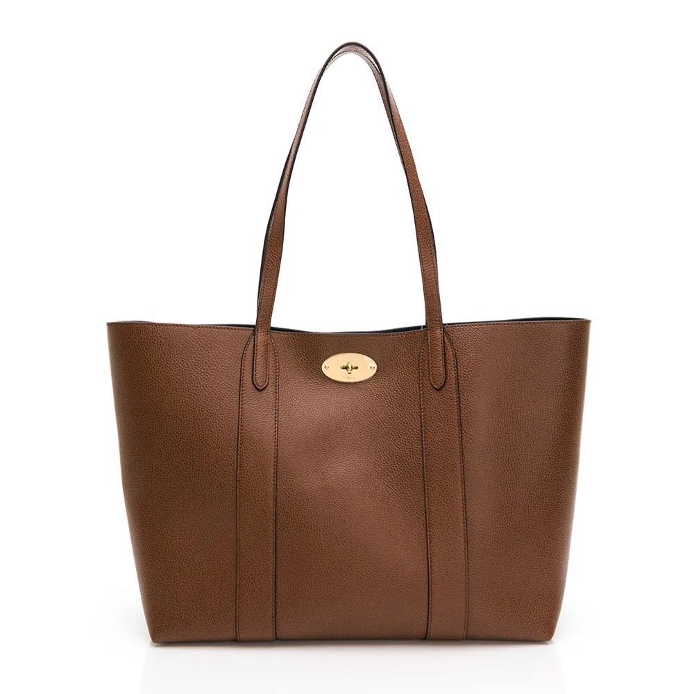 【MULBERRY】Bayswater 經典款素色皮革手提托特兩包(棕)