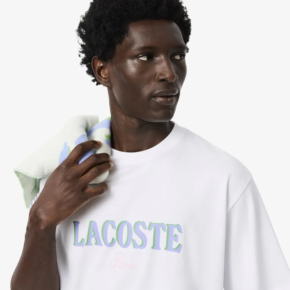 【LACOSTE】男裝-品牌logo印花短袖T恤(白色)