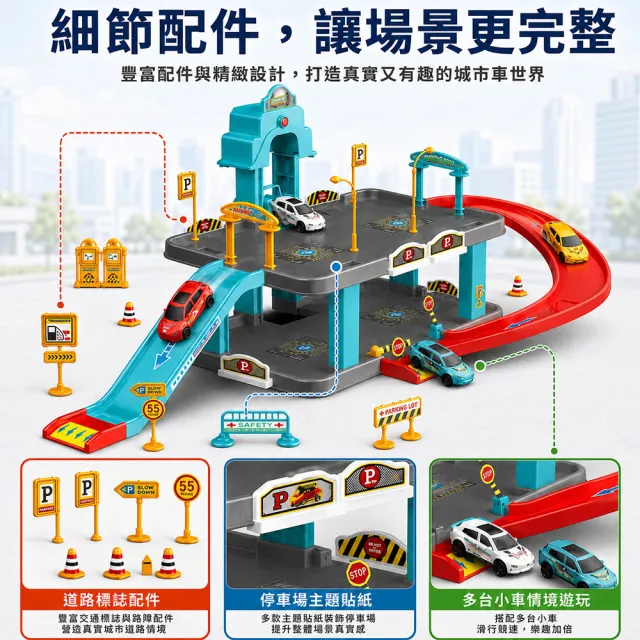 【Playful Toys 頑玩具】城市停車場軌道組 玩具車 軌道車 車車 兒童禮物