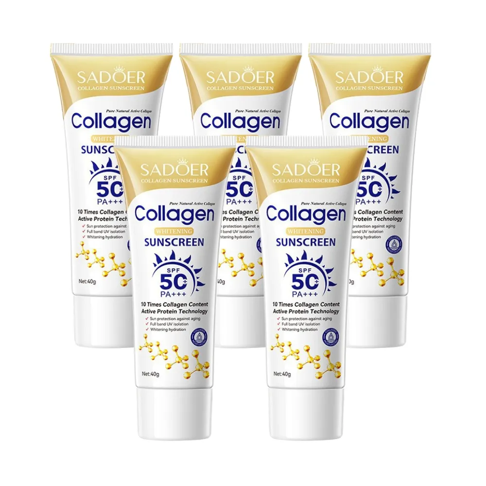 【iBloom】SADOER 膠原蛋白Collagen SPF50防曬乳40g-5入組(SPF50高效防護  防曬乳)
