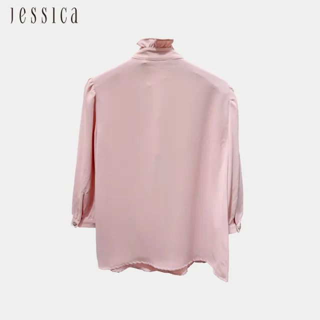 【JESSICA】法式氣質木耳領荷葉雪紡上衣（粉）G43303