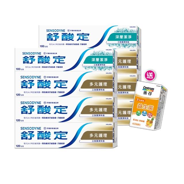 【SENSODYNE 舒酸定】日常防護 長效抗敏牙膏 超值8入(多元護理120gX6入+深層潔淨100gX2入)
