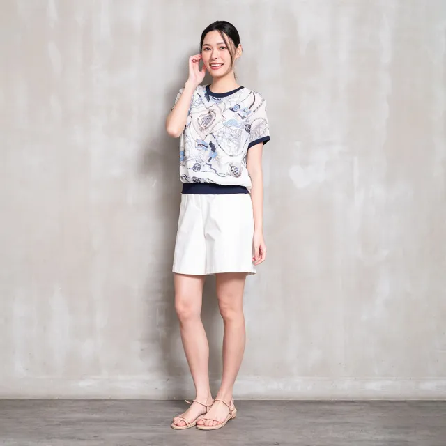 【perng yuh 芃諭名品】航海星辰 印花 連袖 雪紡上衣(2026 SS Collection|5A春夏新品上市)