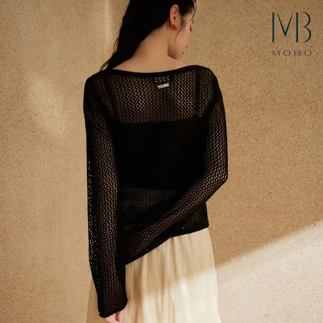 【MO-BO】鏤空扣帶針織外套