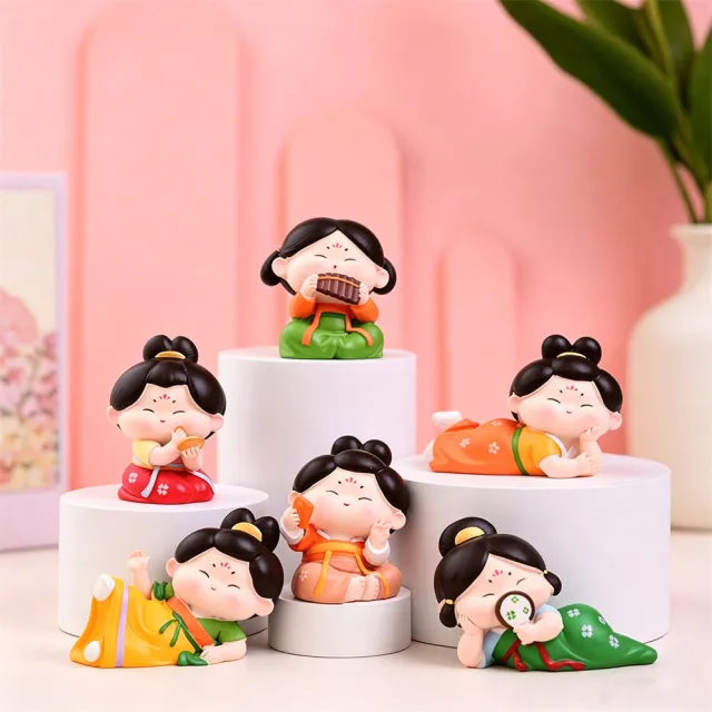新川-唐仕女擺件 古風女孩桌面裝飾品 六個裝 生日禮物 送同事/朋友/女朋友 擺件 手提袋裝
