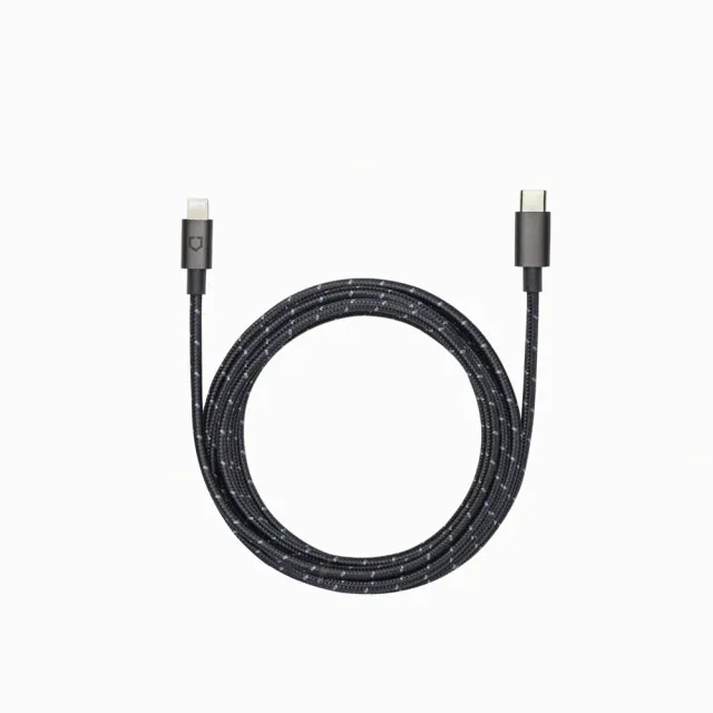 【RHINOSHIELD 犀牛盾】Lightning to Type-C/ USB-C 蘋果黑色編織傳輸充電線 (1公尺)