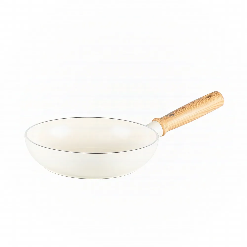 【GreenPan】GreenChef 鑽石陶瓷塗層不沾 深煎鍋 東京木紋 24cm 奶油白(不含蓋/不挑爐具/不沾鍋/陶瓷)
